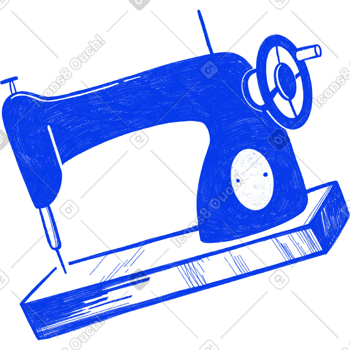 Ilustração de Antique blue sewing machine em no estilo Biro para baixar em PNG, SVG