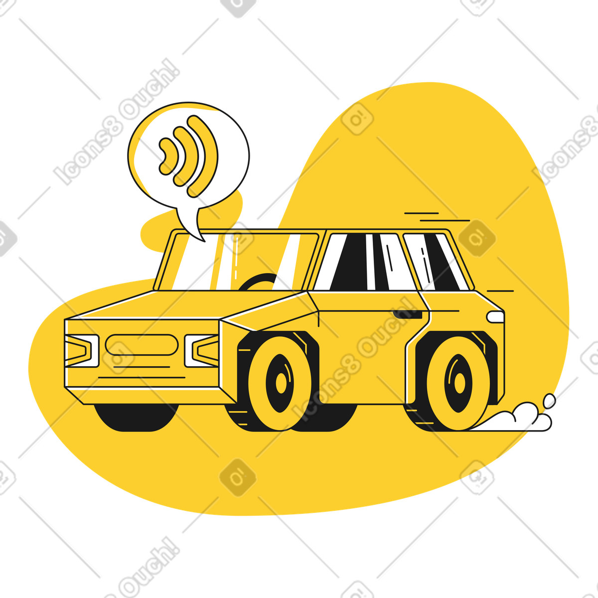 Self-driving car illustration in Taxi style download in PNG, SVG