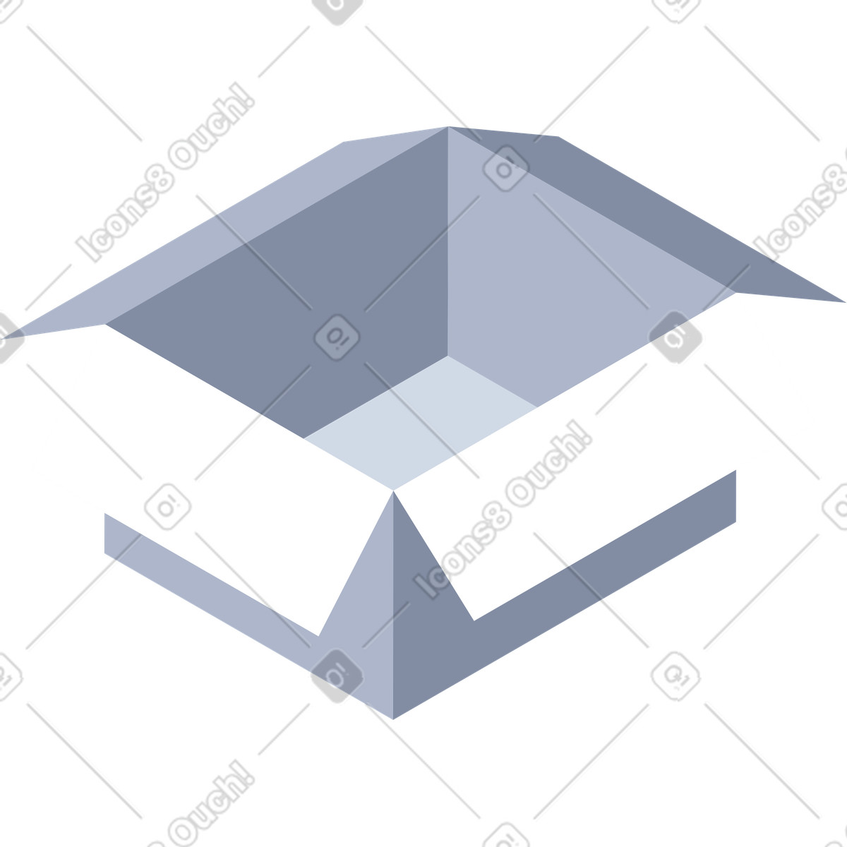 Open grey cardboard box illustration in System style download in PNG, SVG