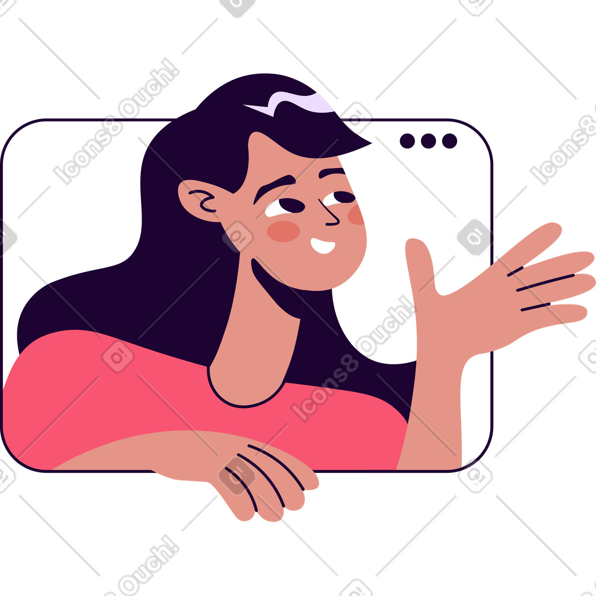 Illustration Fille dans une fenêtre de navigateur le style Martina à télécharger aux formats PNG, SVG