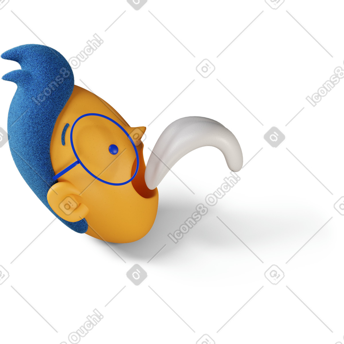 Illustration Tête d'un garçon avec sa langue tournée vers la droite dans le style 3D Buddy à télécharger aux formats PNG, SVG