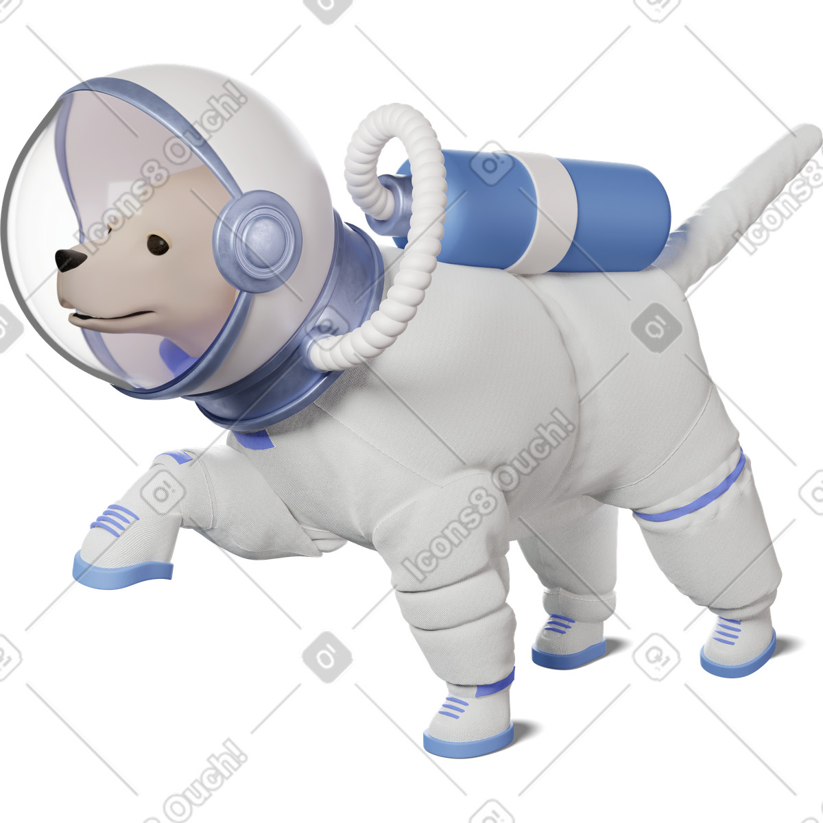 Illustration Dog astronaut pointing at something dans le style 3D Business à télécharger aux formats PNG, SVG