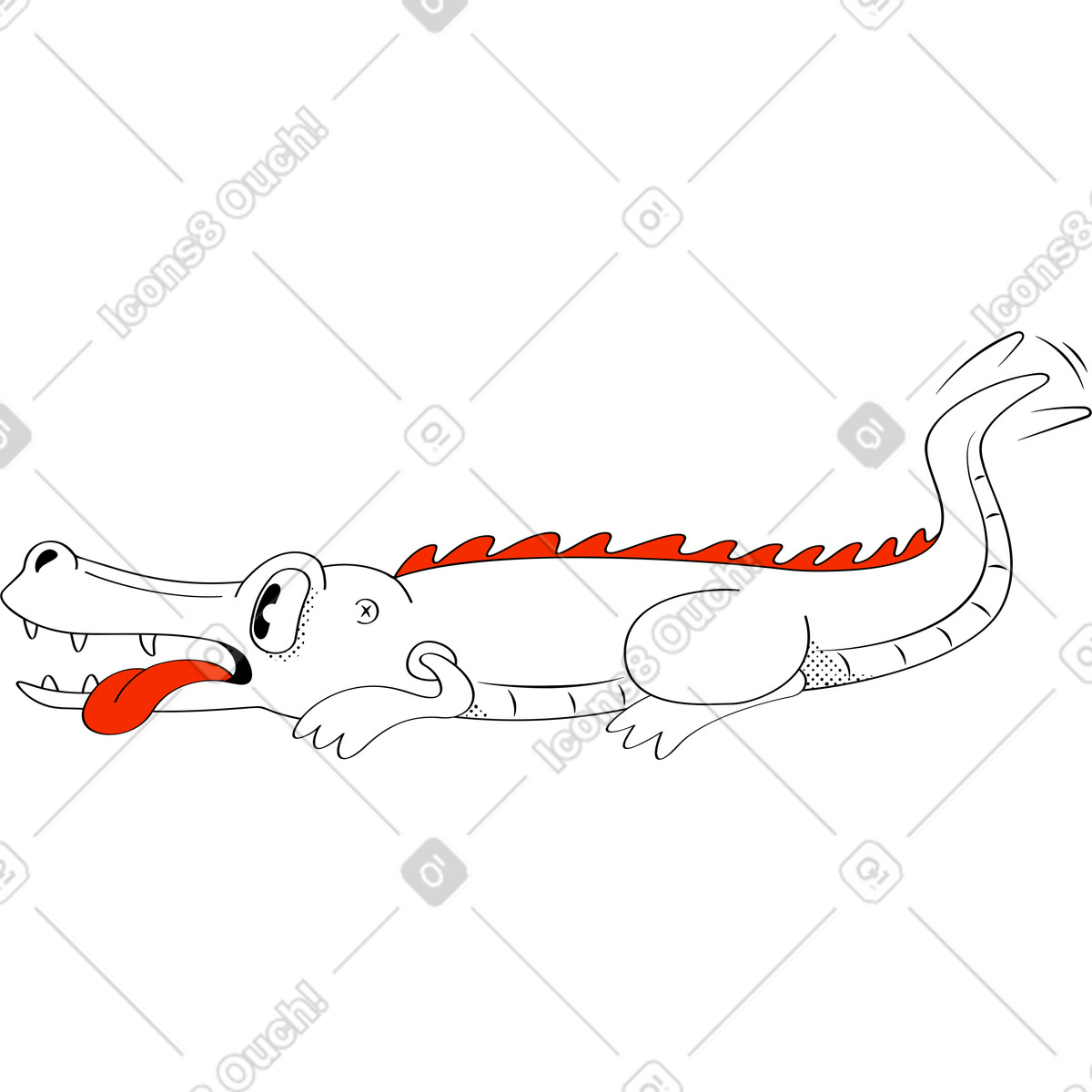 Ilustración Cocodrilo en estilo Looney a descargar en PNG y SVG