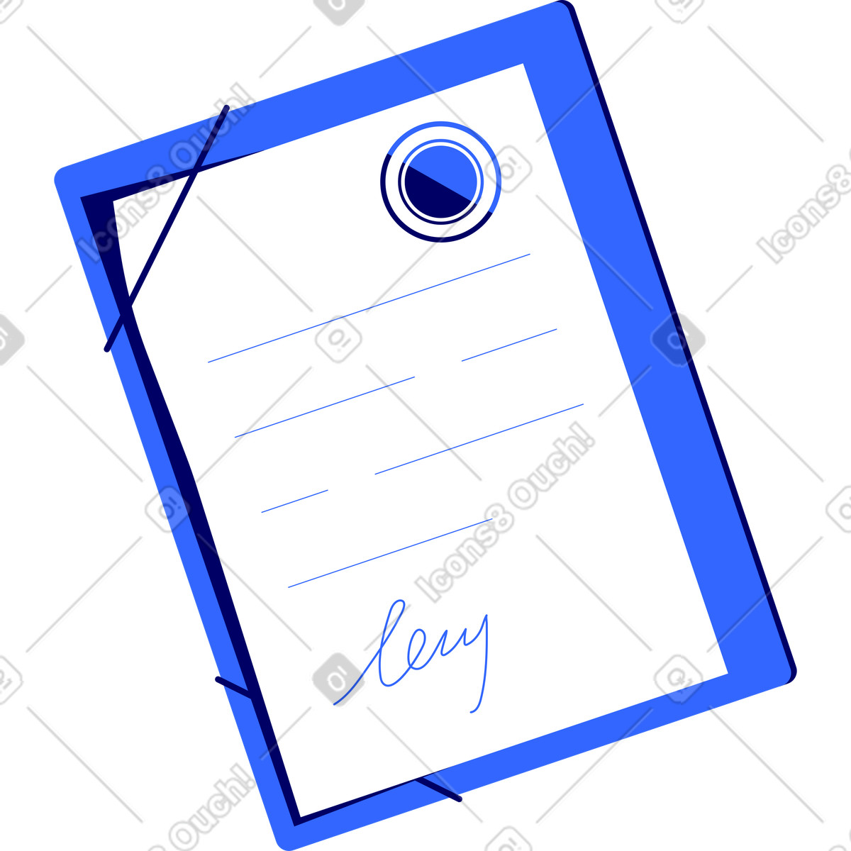 Contract with seal and signature illustration in Lounge style download in PNG, SVG