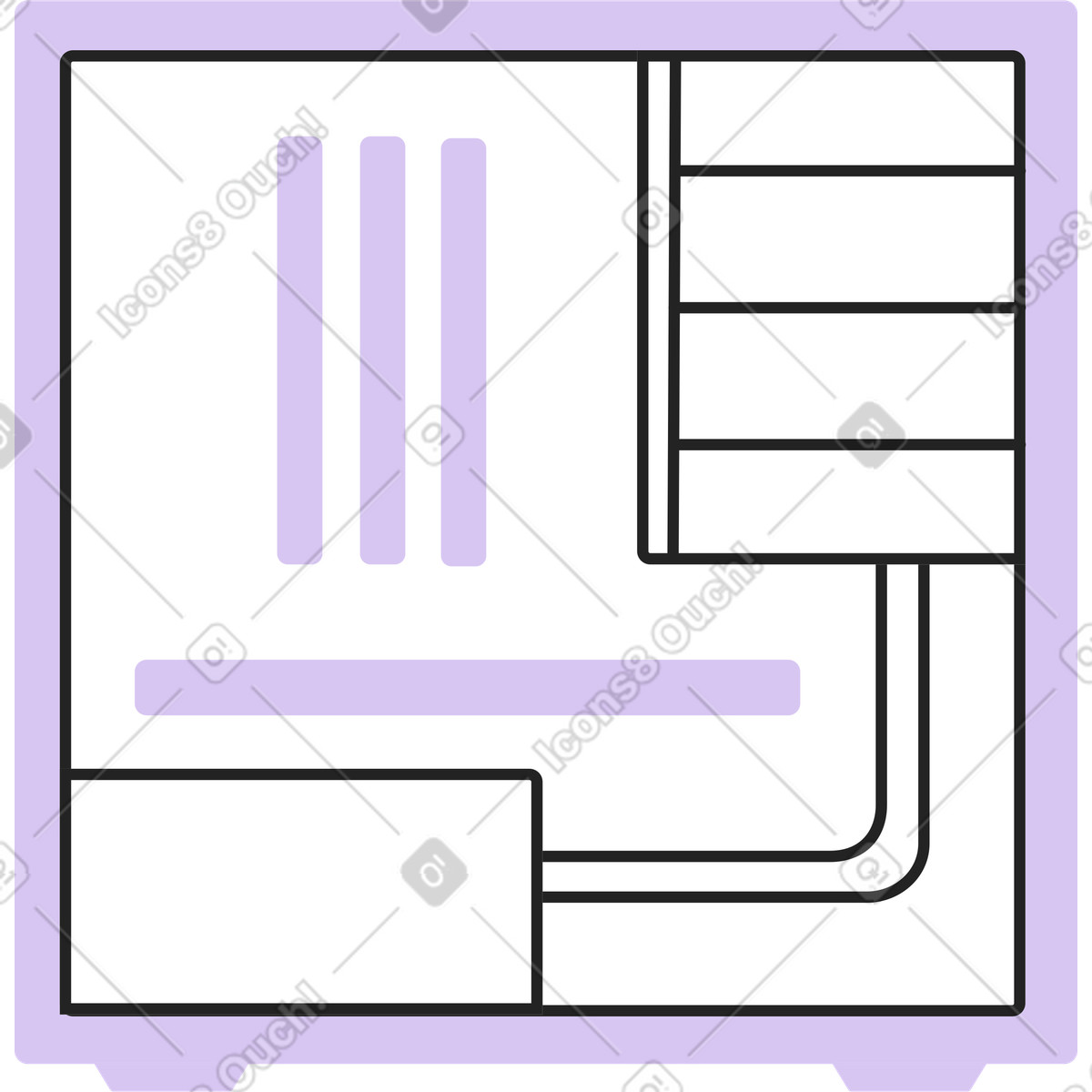 Computer system unit illustration in Sammy Line style download in PNG, SVG