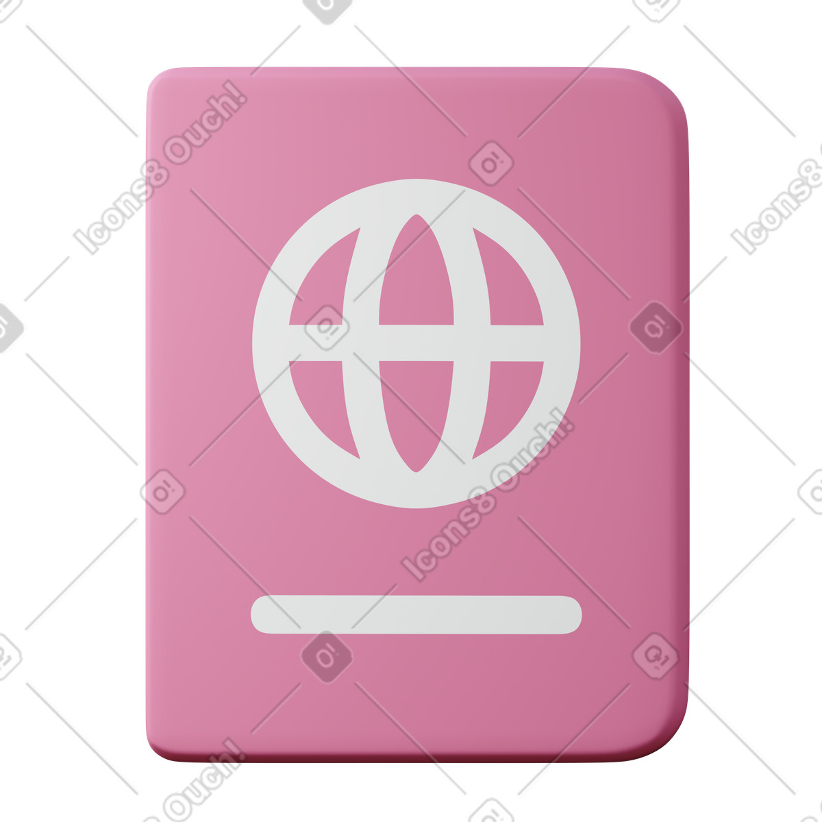 Passaporto rosa illustrazione in stile 3D Sugary scarica in PNG, SVG