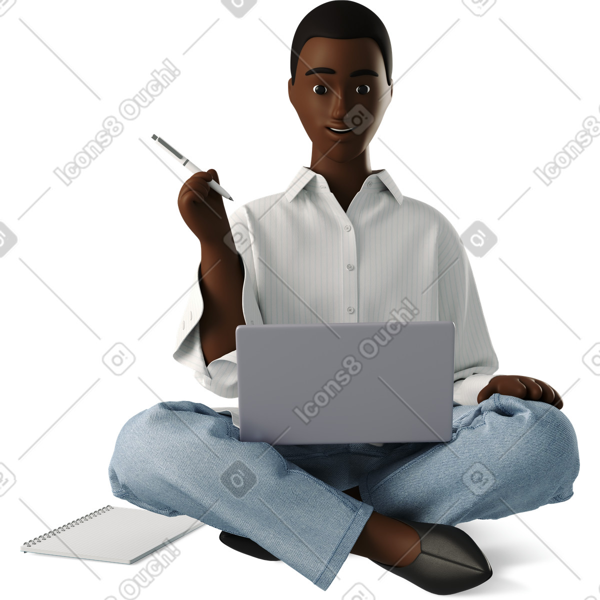 Young woman working online illustration in 3D Business style download in PNG, SVG