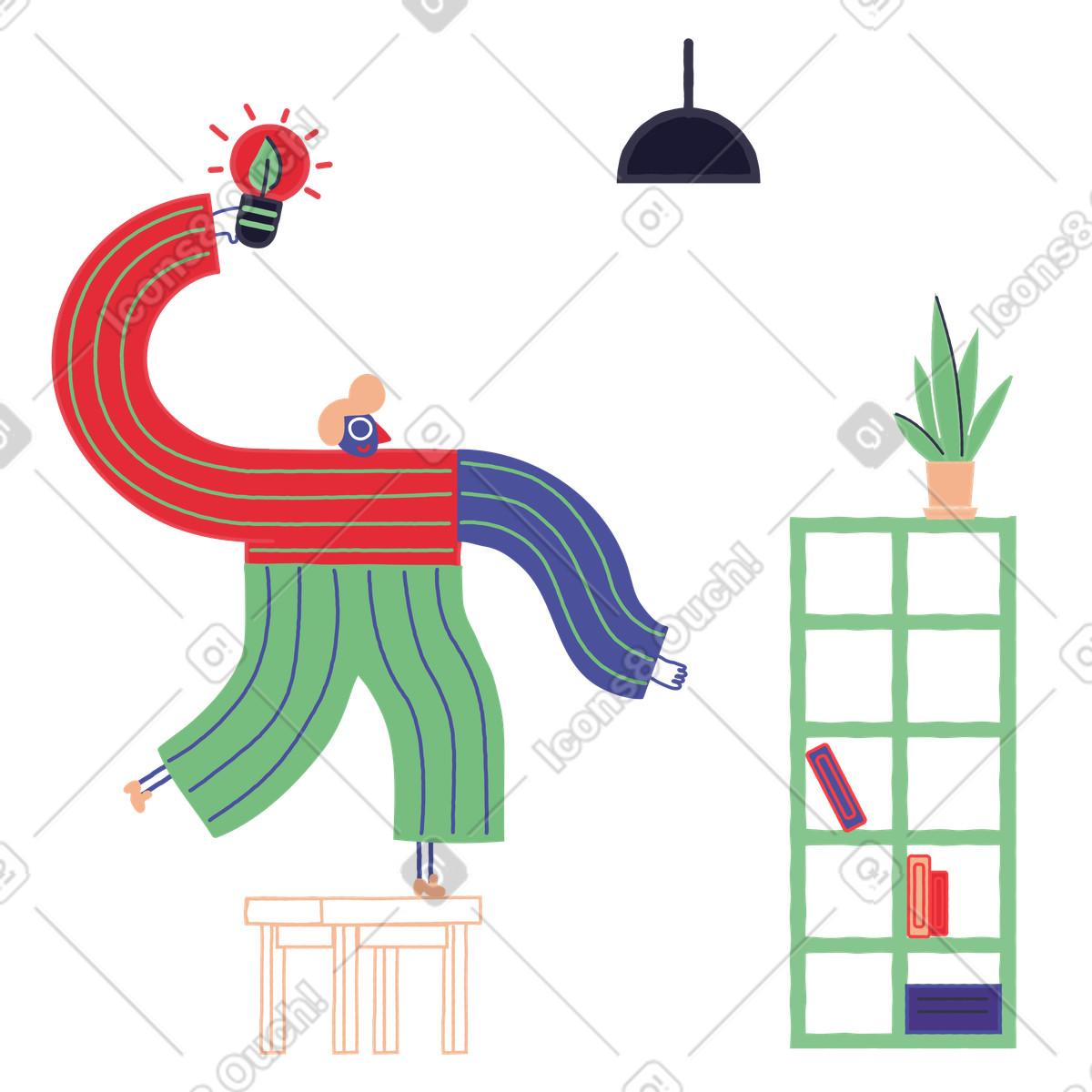 Ilustración Bombilla de luz ecológica en estilo Stripy a descargar en PNG y SVG