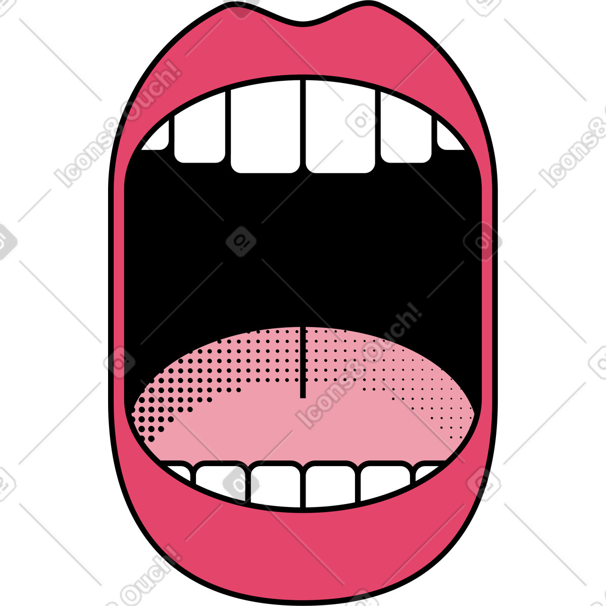 Mouth illustration in Memphis style download in PNG, SVG