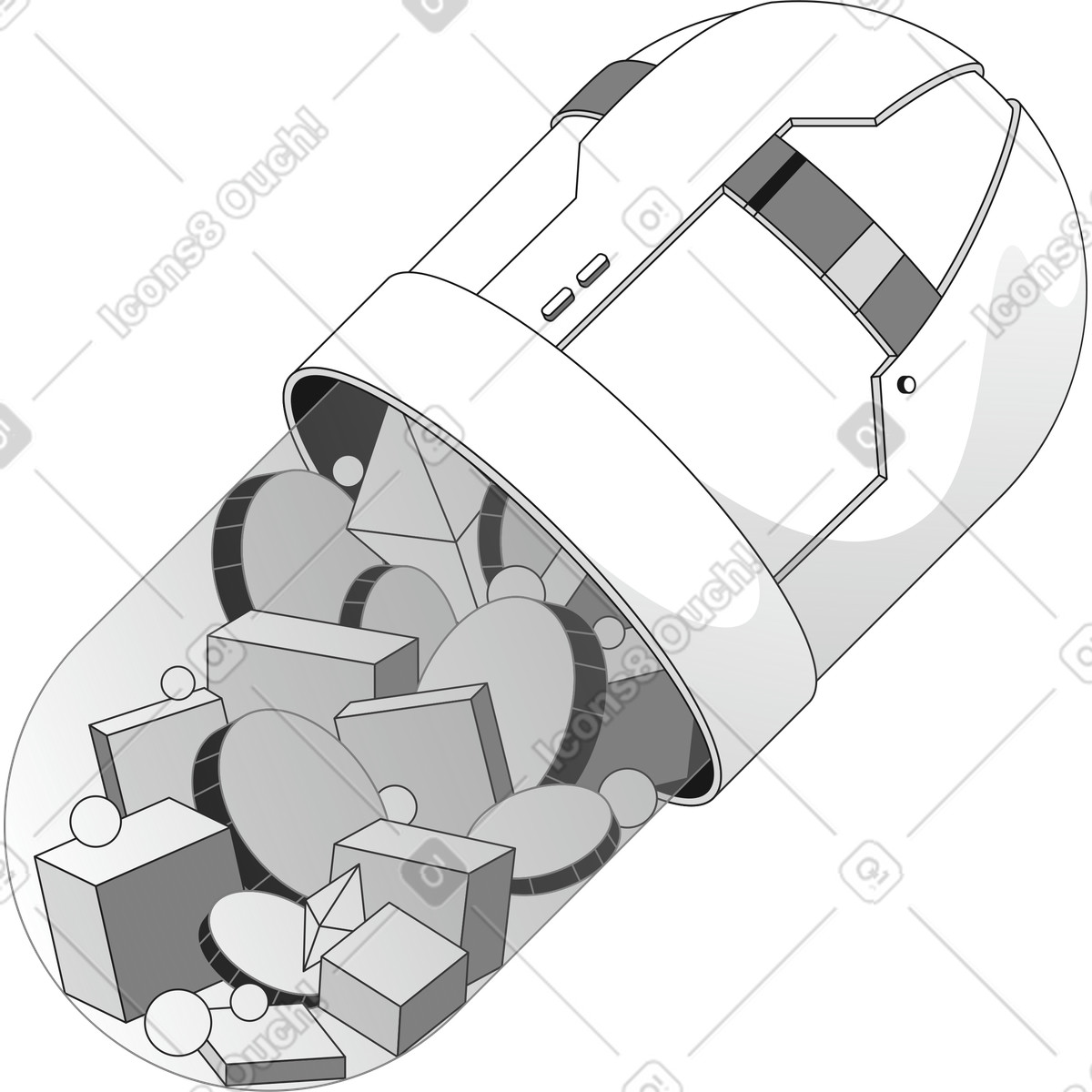 Capsule-Illustration im Futuristic-Stil als Download in PNG, SVG