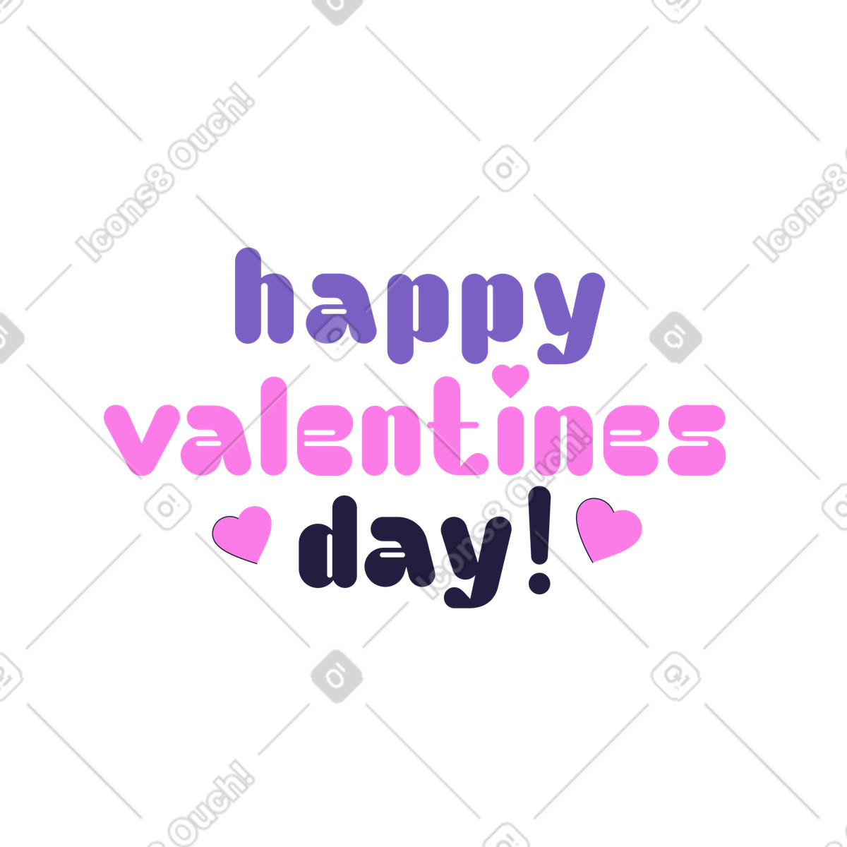 Ilustración Lettering happy valentines day en estilo Mellow a descargar en PNG y SVG