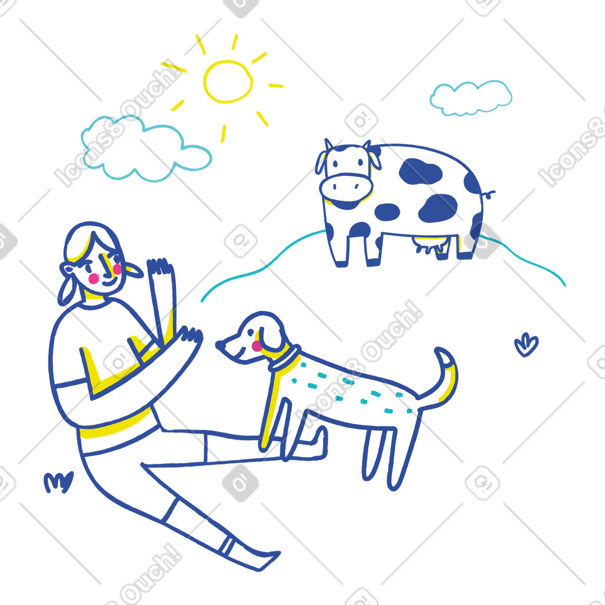 Auf dem bauernhof-Illustration im Lime-Stil als Download in PNG, SVG