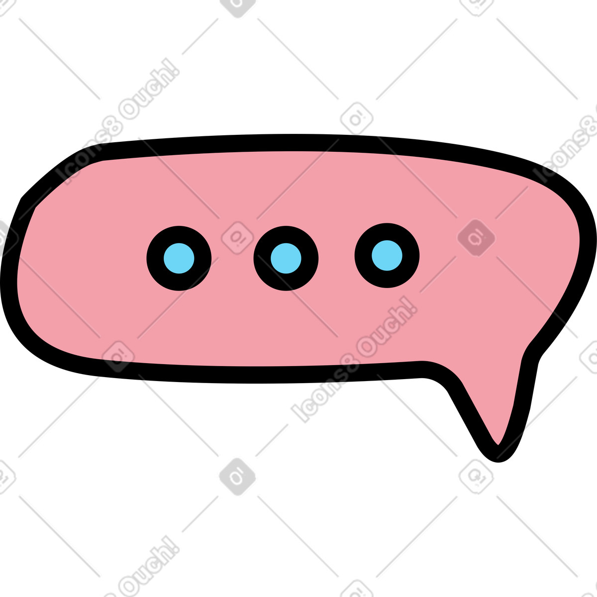 Pink chat bubble with three dots illustration in Wiggle style download in PNG, SVG