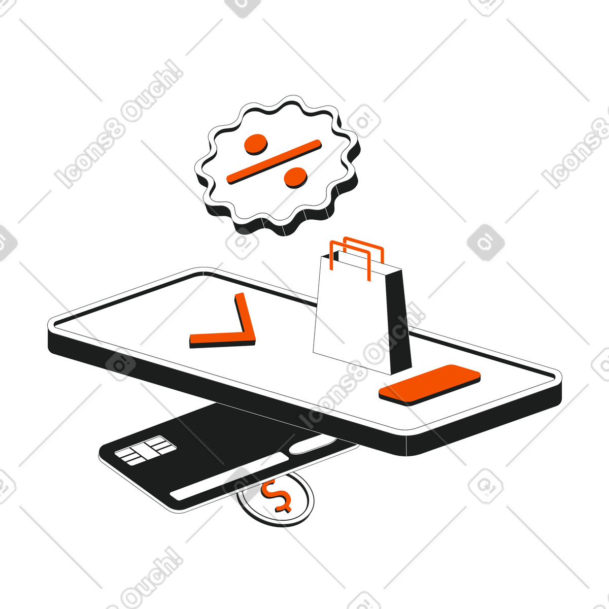 Ilustración Venta online y compras por teléfono en estilo Strict a descargar en PNG SVG