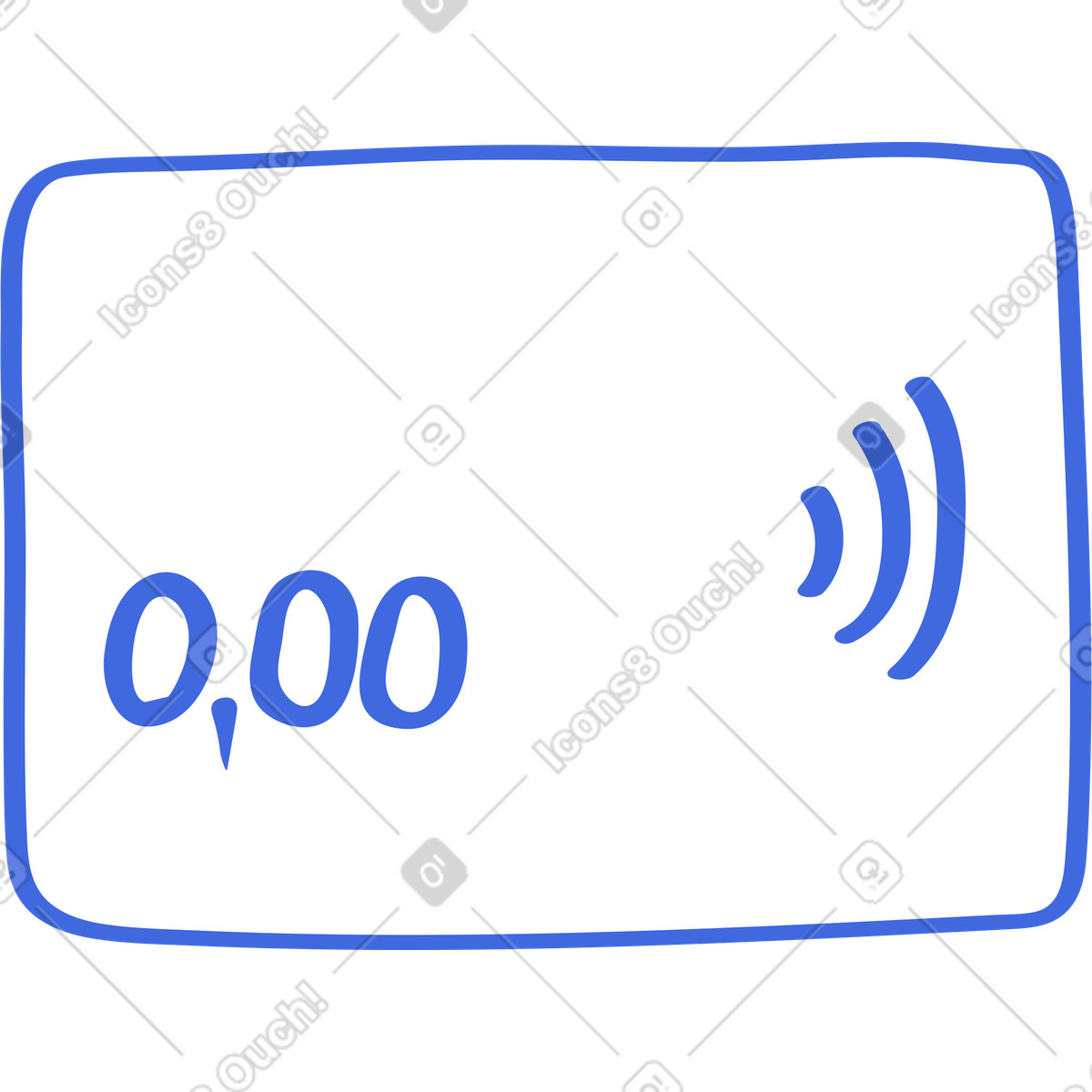 Иллюстрация Balance zero payment notification symbol on minimal bank card layout в стиле Ballpoint Pen — скачать в форматах PNG, SVG