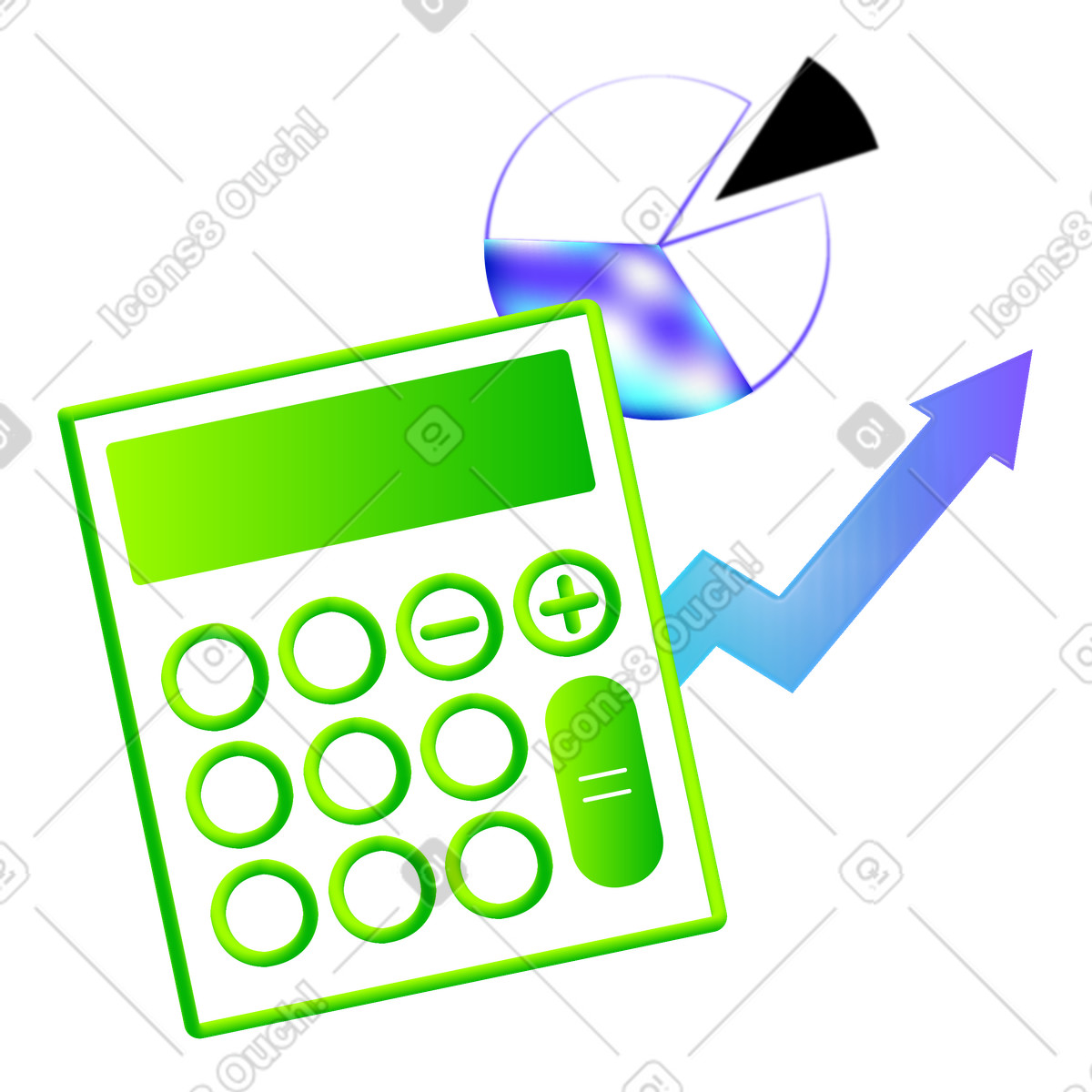 Financial chart and calculator, Profit growth tracking illustration in Pure style download in PNG, SVG