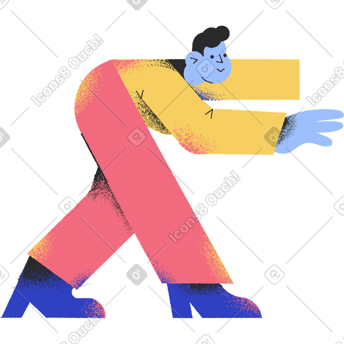 Ilustración Hombre que intenta alcanzar algo en estilo Pablo a descargar en PNG y SVG
