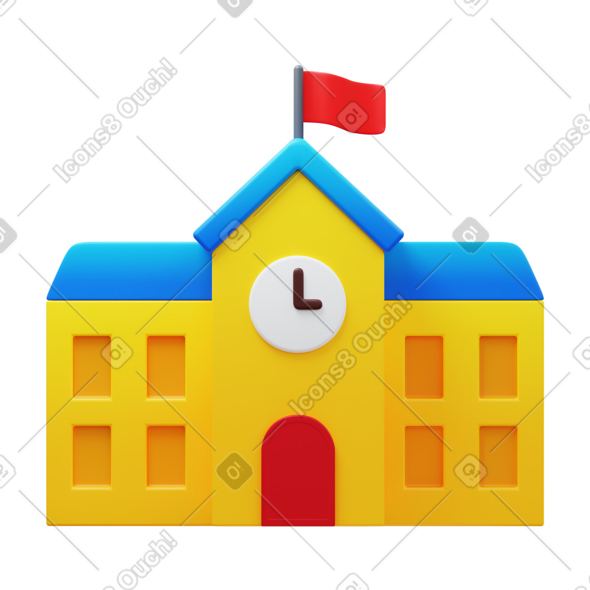3D Fluency 스타일의 School building 일러스트레이션 PNG, SVG 다운로드