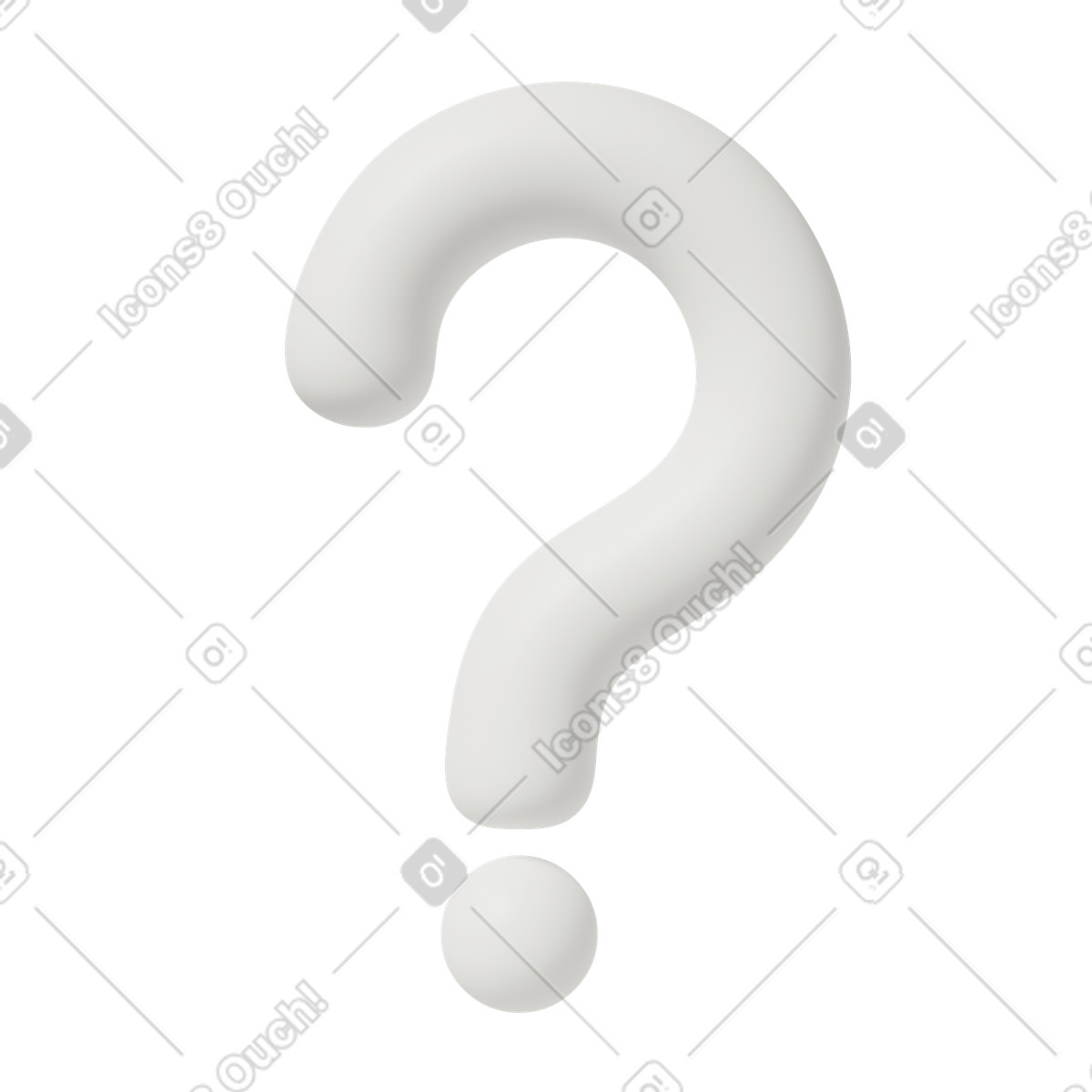 3D Casual life スタイルの Close up of white question mark のイラストをPNG、SVG形式でダウンロード
