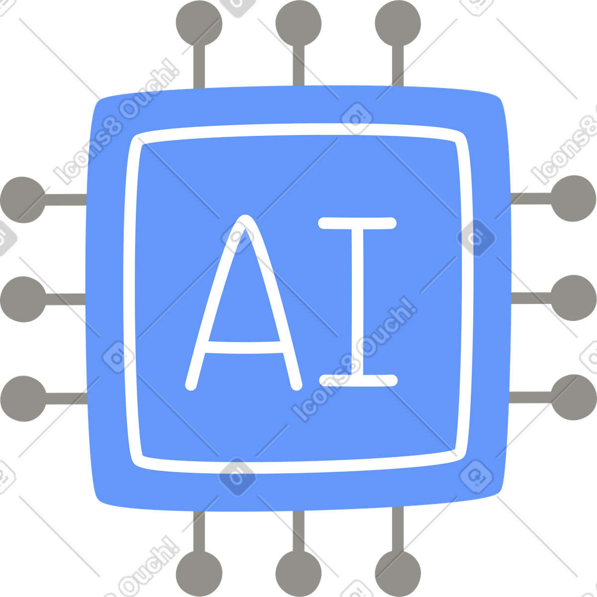 Ilustración Chip de inteligencia artificial en estilo Plain a descargar en PNG y SVG