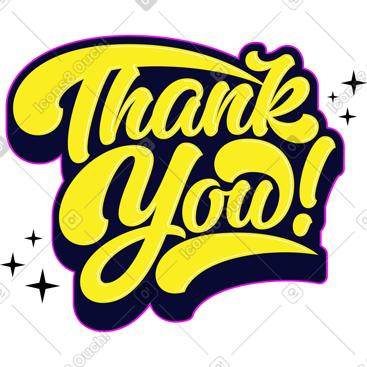 Lettering thank you yellow text illustration in style download in PNG, SVG
