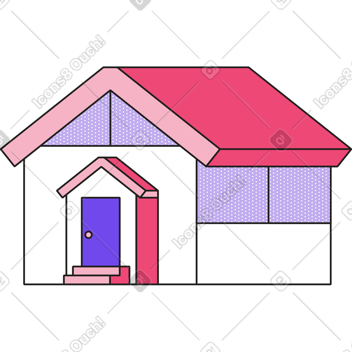 Kleines wohnhaus-Illustration im Dazzle-Stil als Download in PNG, SVG