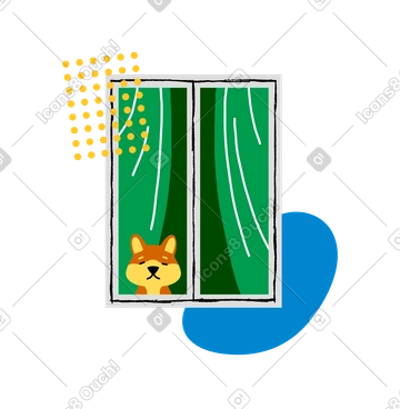 Dog looking through window PNG, SVG