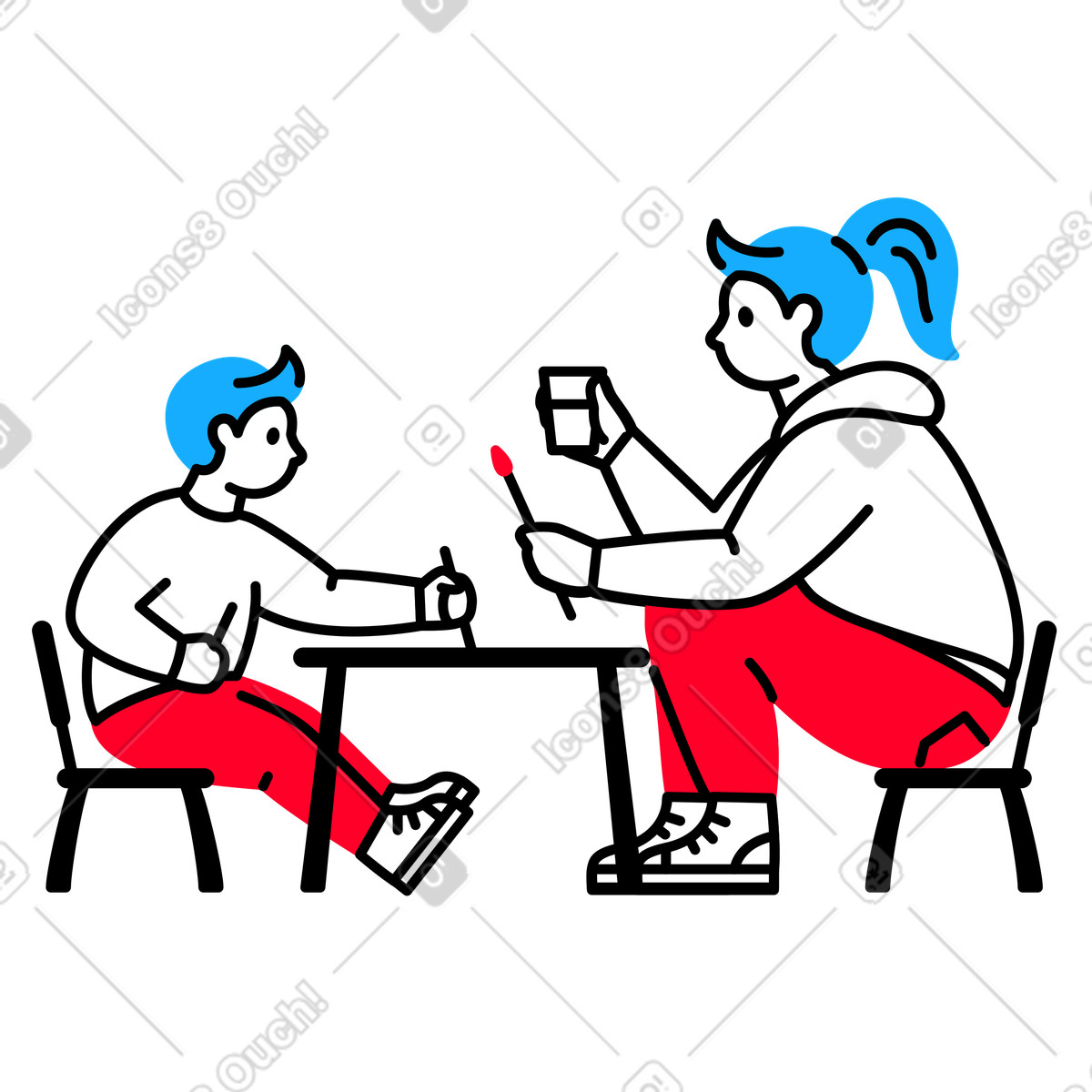 Child and a woman drawing illustration in Transistor style download in PNG, SVG