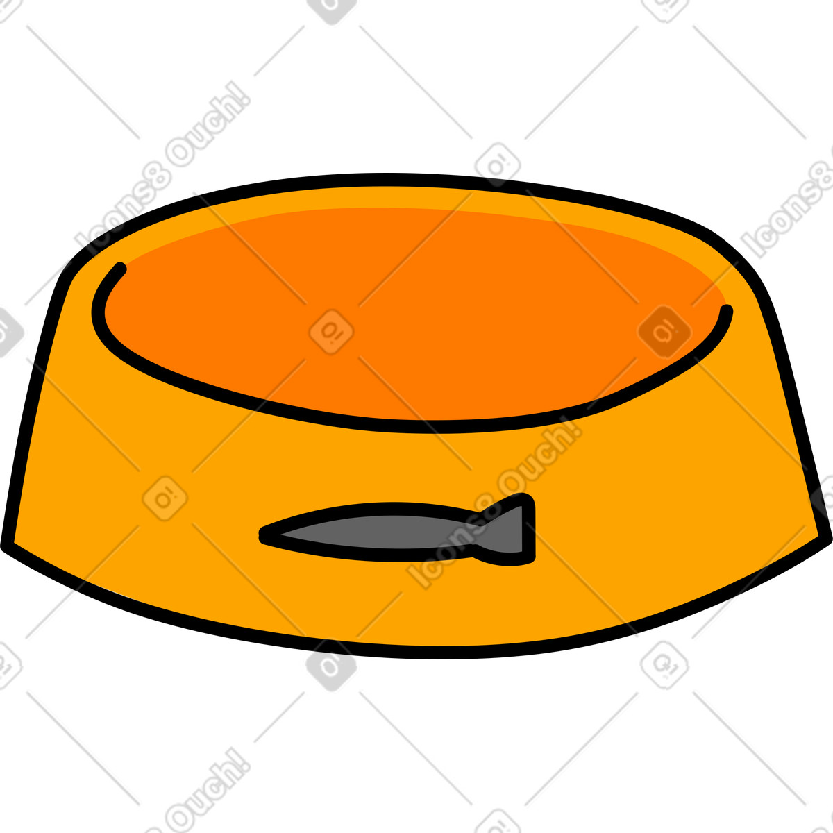 Cat bowl with fish illustration in Purr style download in PNG, SVG