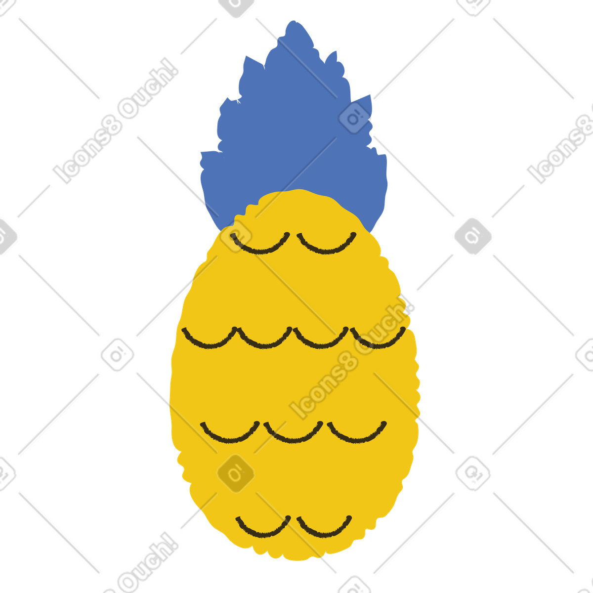 Ananas illustrazione in stile Bermuda scarica in PNG, SVG