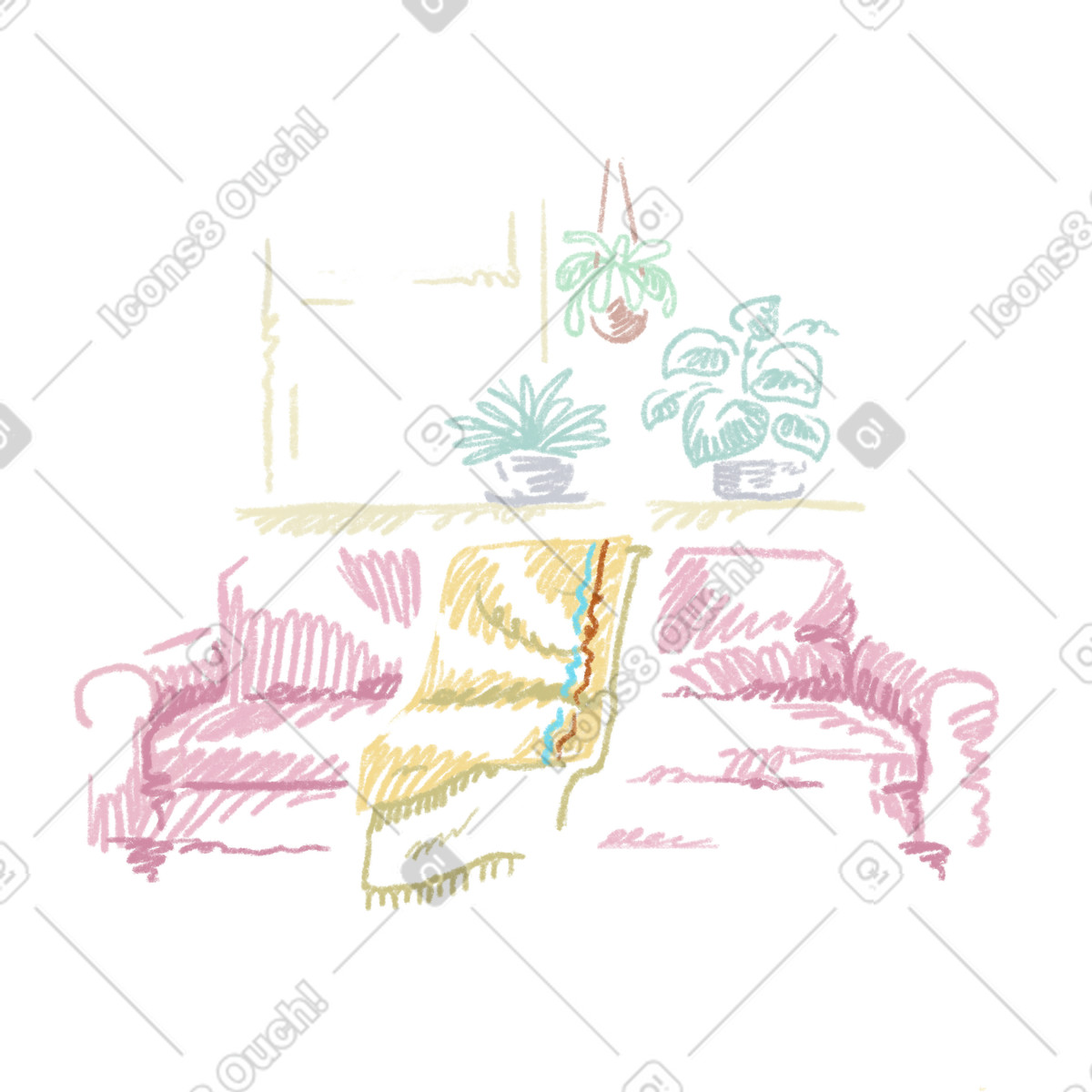 Sketchbook スタイルの Living room のイラストをPNG、SVG形式でダウンロード