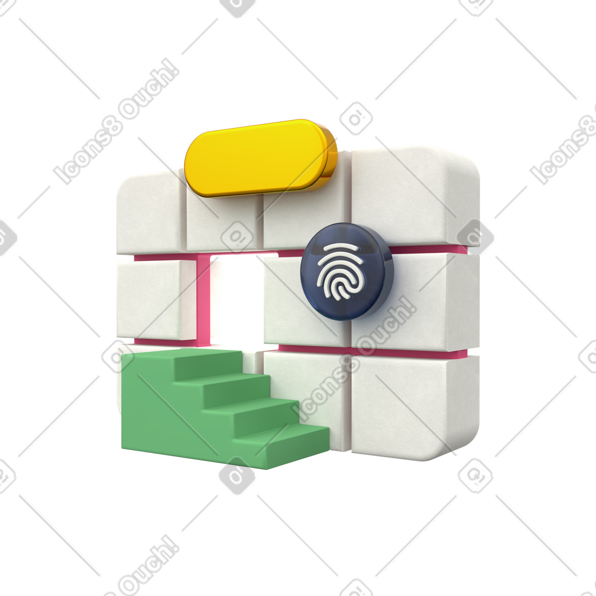 Biometrisches authentifizierungsverfahren, sichere identitätsprüfung-Illustration im 3D Grid-Stil als Download in PNG, SVG