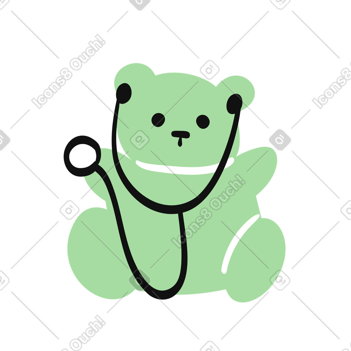 Organic 스타일의 Pediatric healthcare mascot teddy bear listening with medical stethoscope 일러스트레이션 PNG, SVG 다운로드