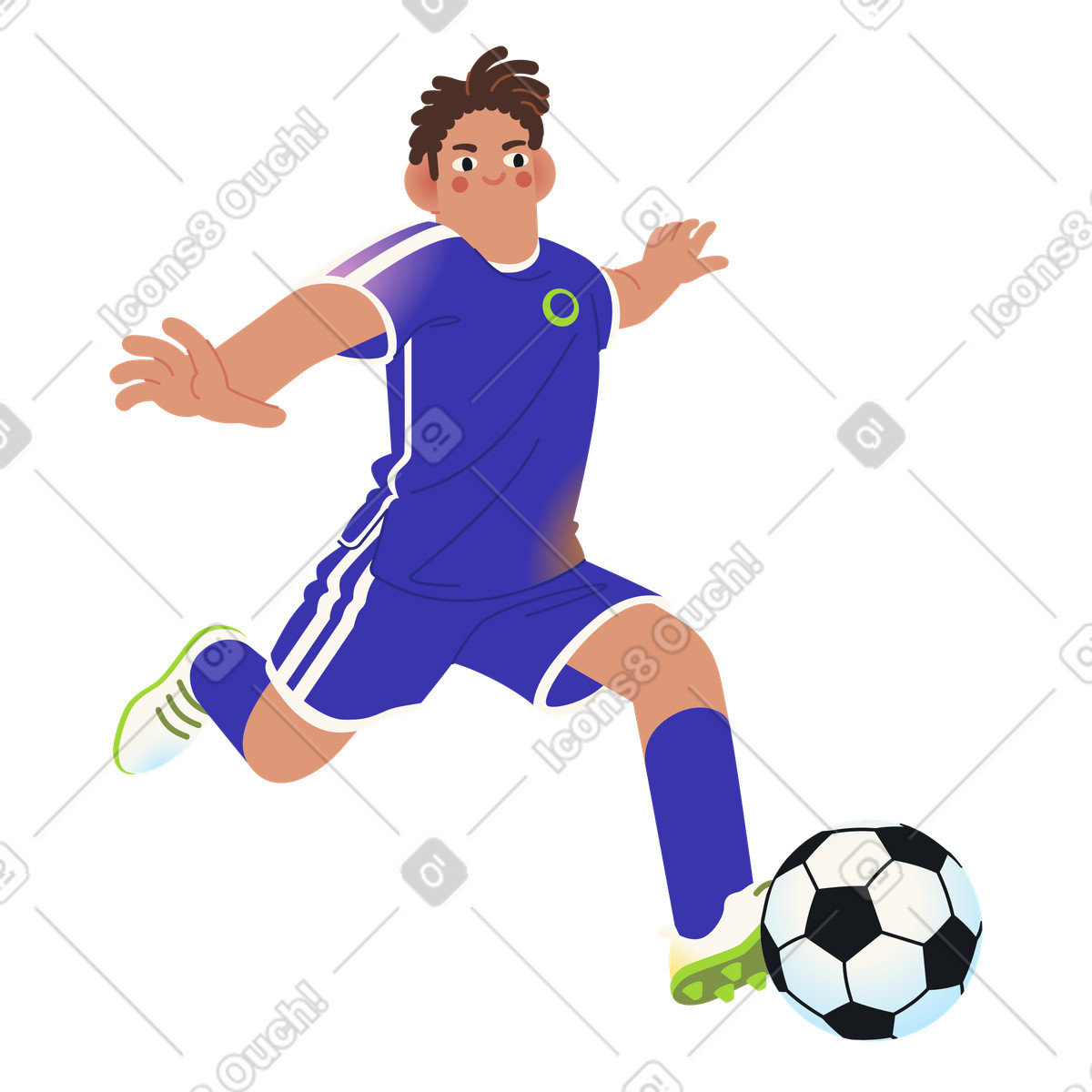 Soccer player ready to kick a ball illustration in Fizzy style download in PNG, SVG