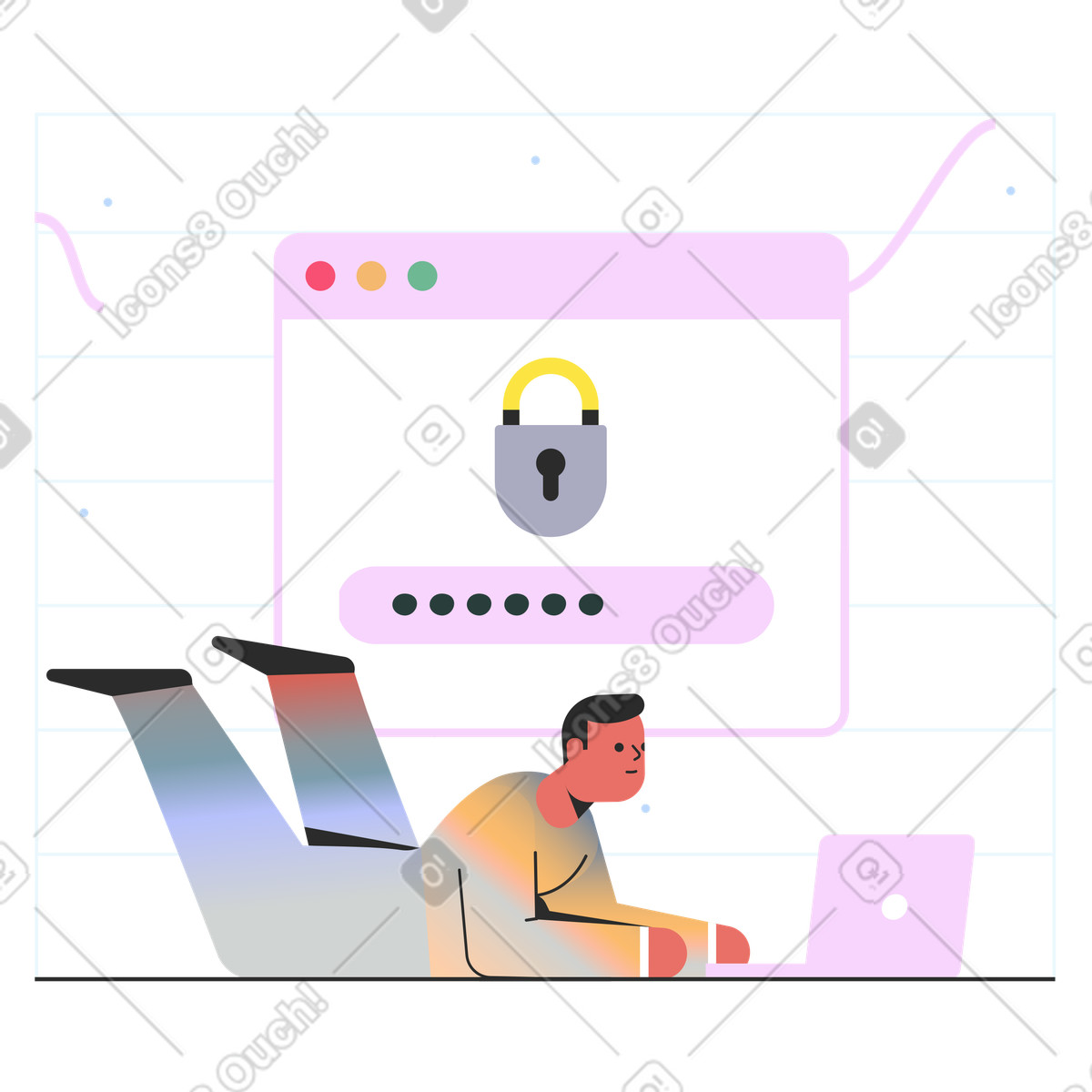 Strong password illustration in Marginalia style download in PNG, SVG