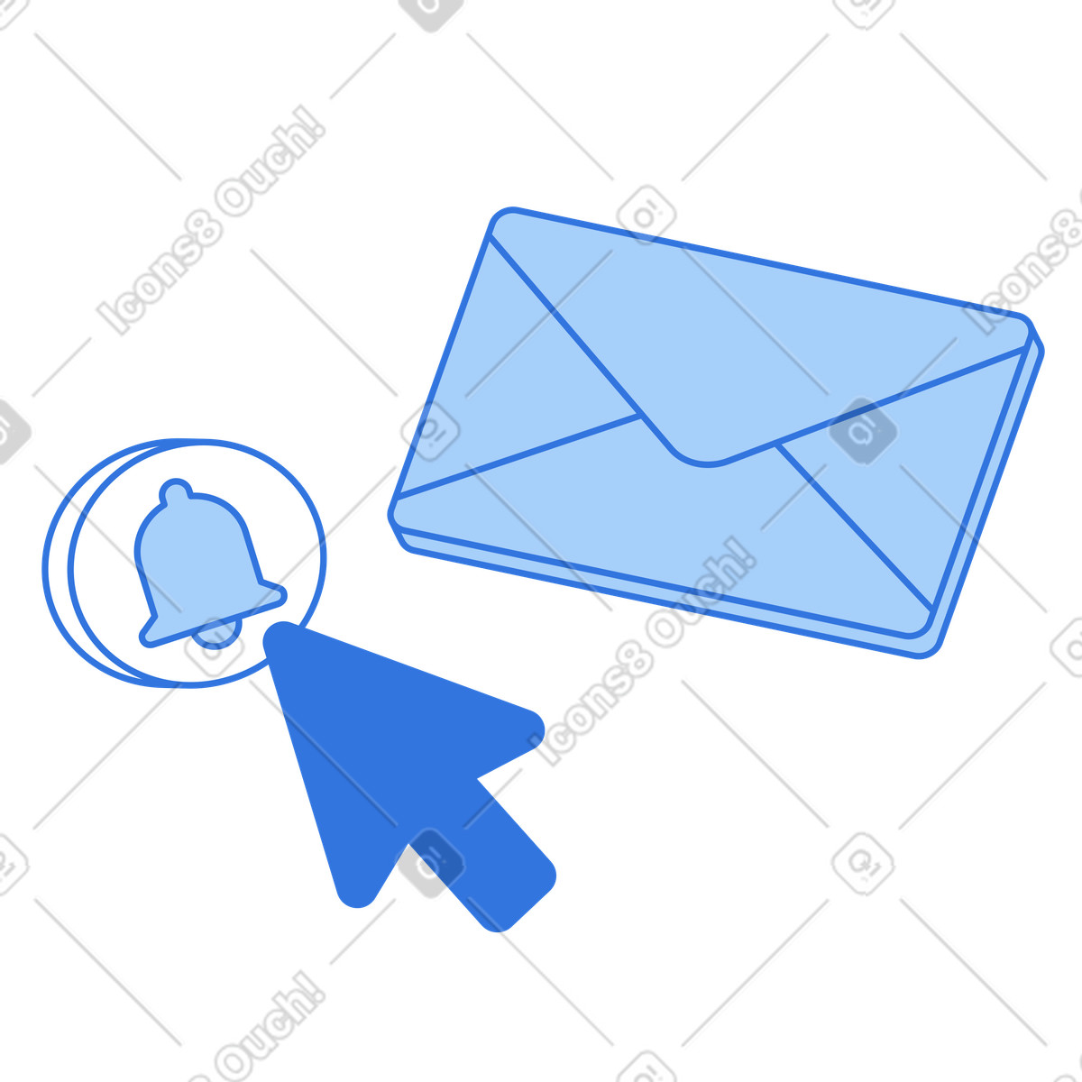 Turning on Email notifications illustration in Sky style download in PNG, SVG