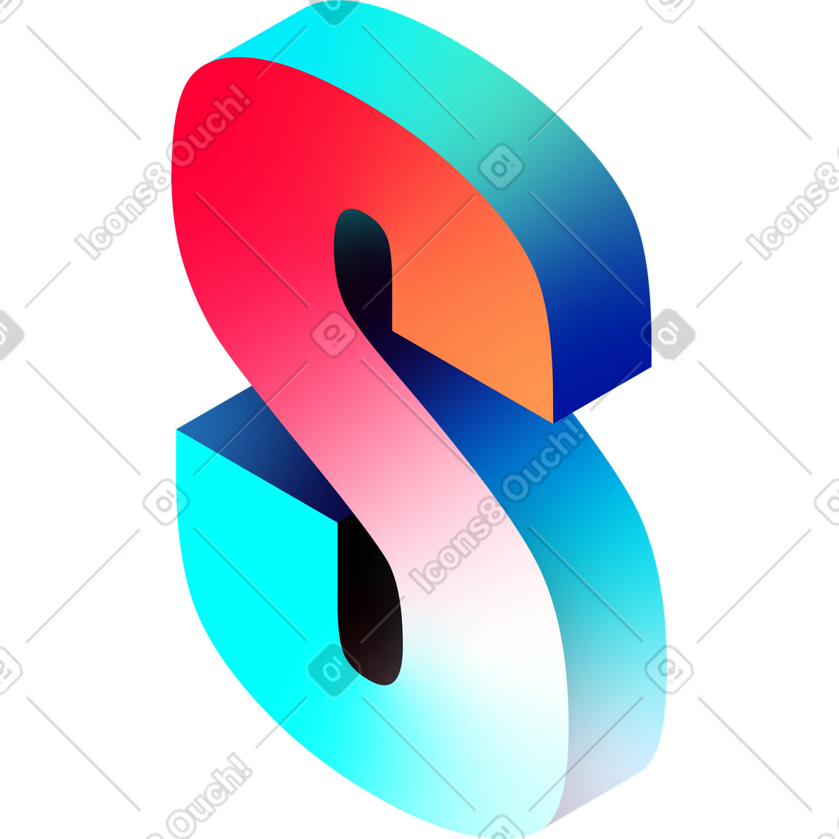Isometric s letter illustrazione in stile Glare scarica in PNG, SVG