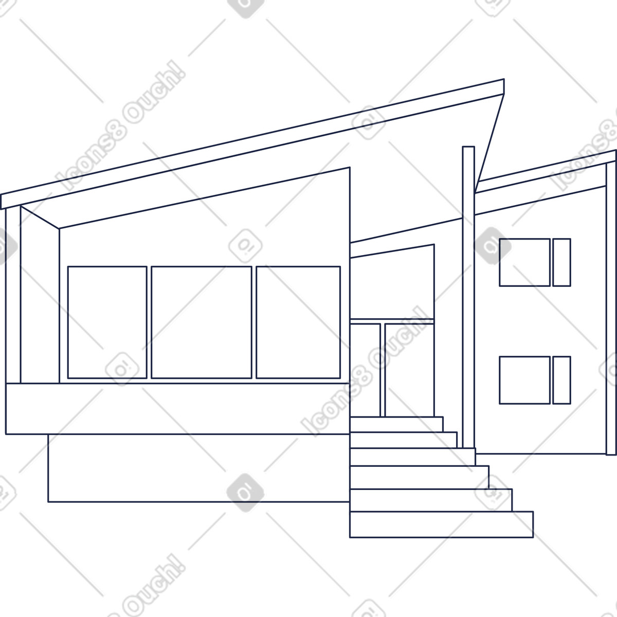 Ilustración Casa adosada moderna en estilo Urban Line a descargar en PNG y SVG