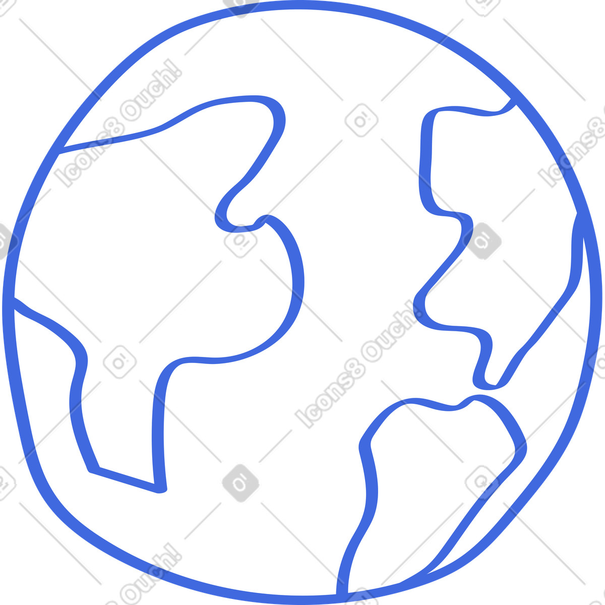 Иллюстрация Planet earth symbol with curved continental shapes blue stroke в стиле Ballpoint Pen — скачать в форматах PNG, SVG