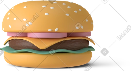 Fast food Casual life スタイルの 3D burger straight のイラストをPNG、SVG形式でダウンロード