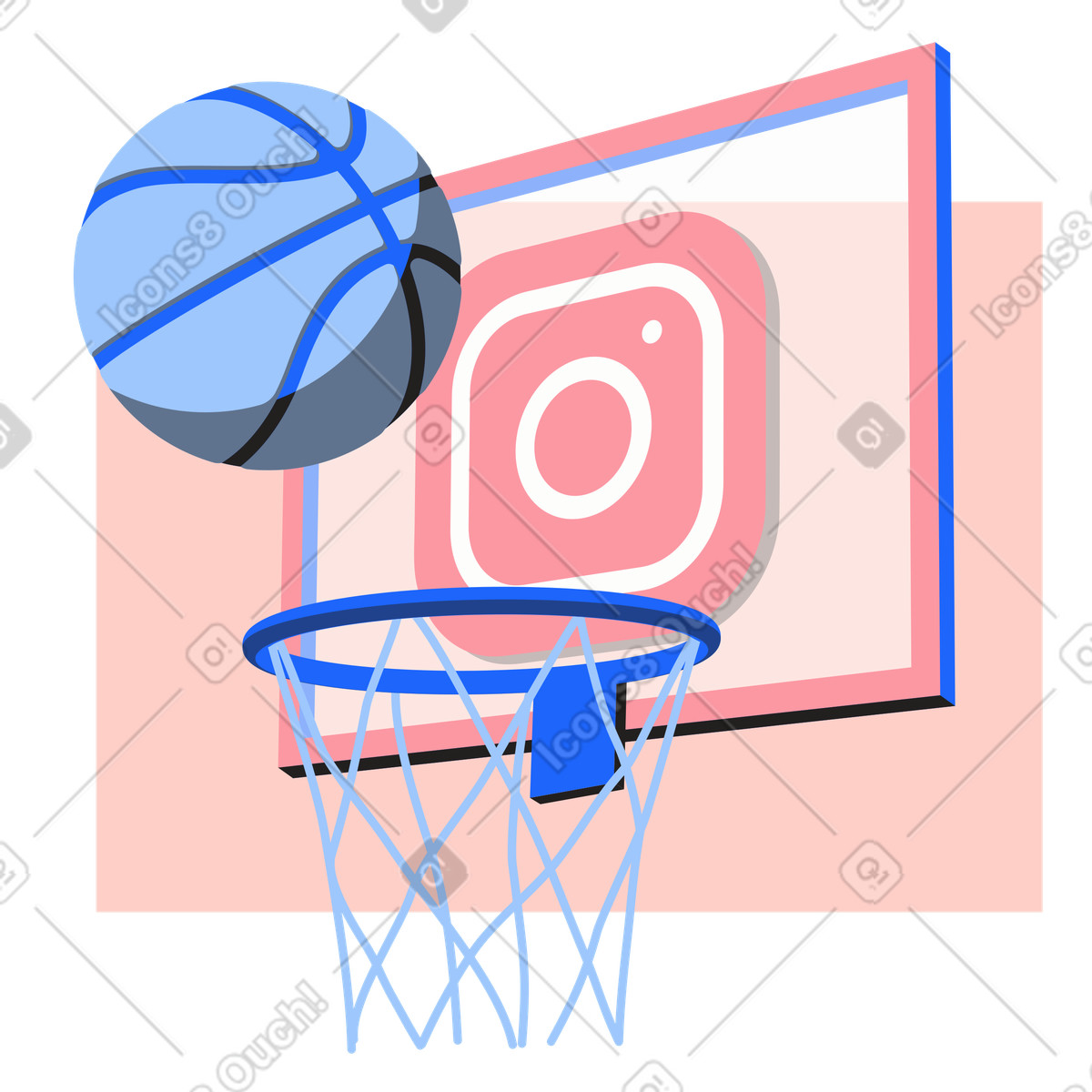 Basketball goal illustration representing success on Instagram clipart for achievements
