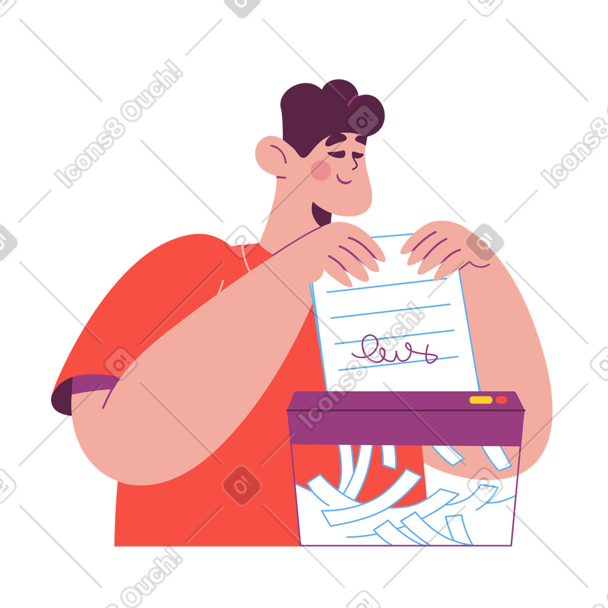 Sammy 스타일의 Office worker destroying file in shredder, Data protection and confidentiality 일러스트레이션 PNG, SVG 다운로드