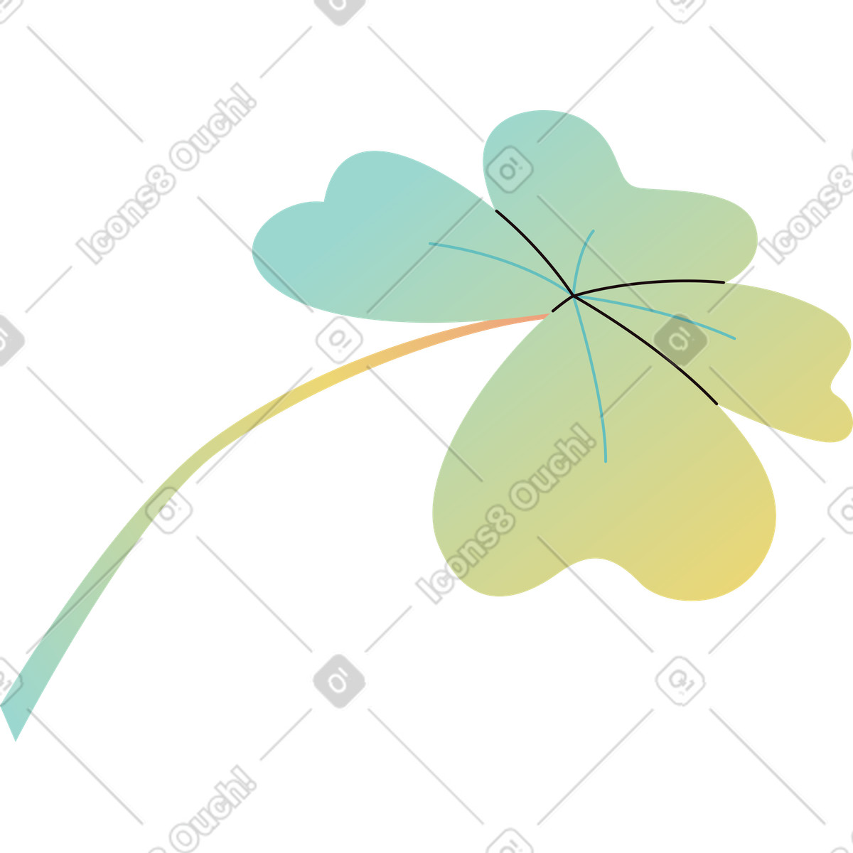 Four-leaf clover illustration in Delight style download in PNG, SVG