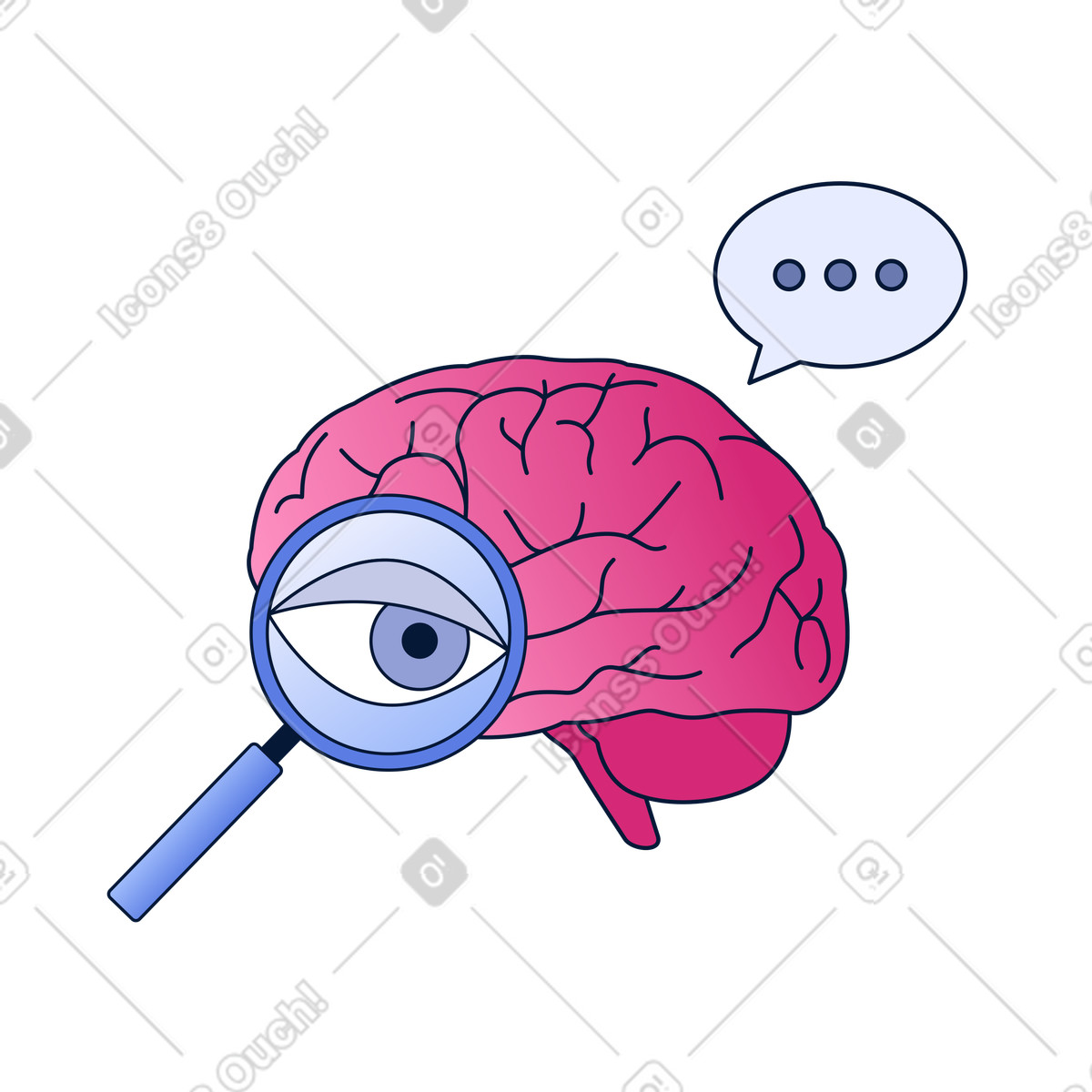 Searching for mental health issues in brain-Illustration im Neat-Stil als Download PNG, SVG