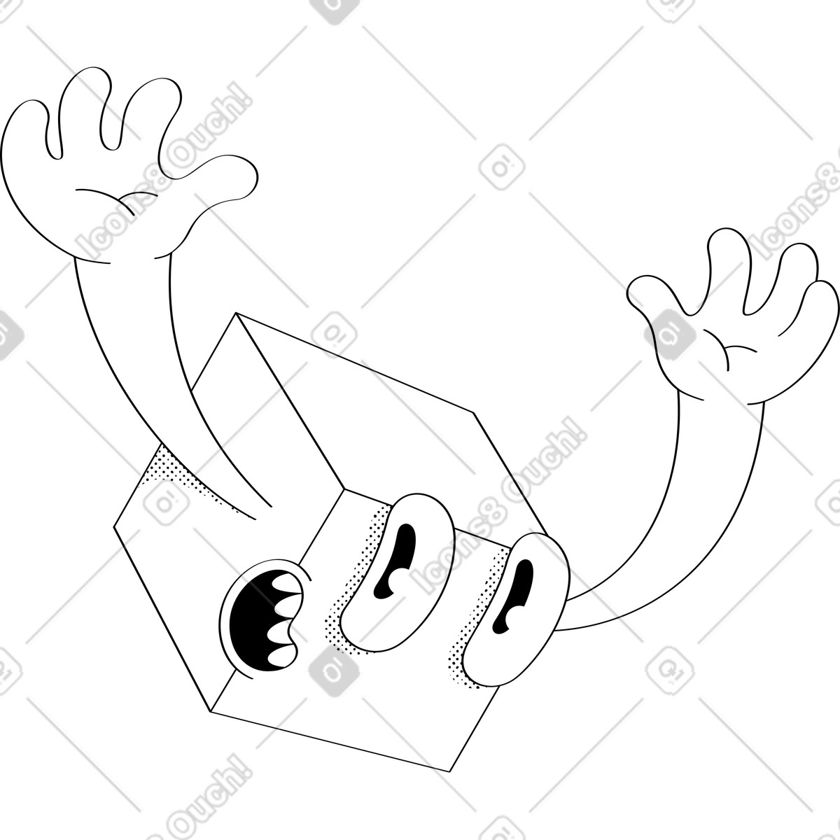 Looney 스타일의 손으로 상자 일러스트레이션 PNG, SVG 다운로드