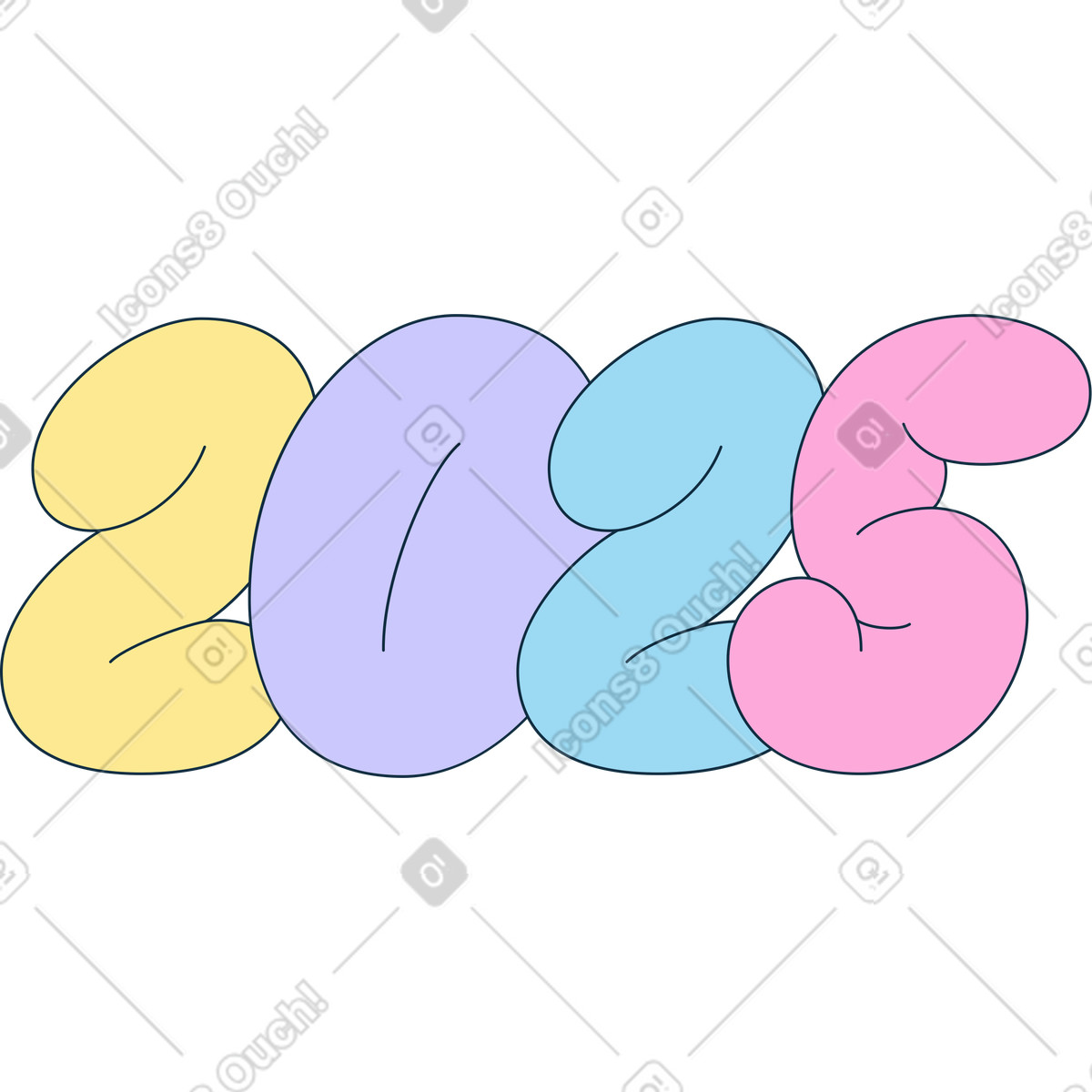 Text twenty five lettering illustration in Bubble gum style download in PNG, SVG