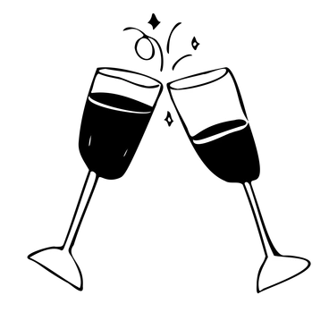 Two clinking champagne glasses - Marks style illustration