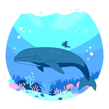 A teal whale glides gracefully beneath the ocean surface, surrounded by shimmering bubbles. The whale's skin glistens with hints of blue as sunlight filters through the water above. Schools of small fish dart around the whale, creating a lively contrast against the tranquil blue backdrop. The ocean floor is visible below, dotted with colorful coral formations and soft sand, enhancing the vibrant underwater environment.