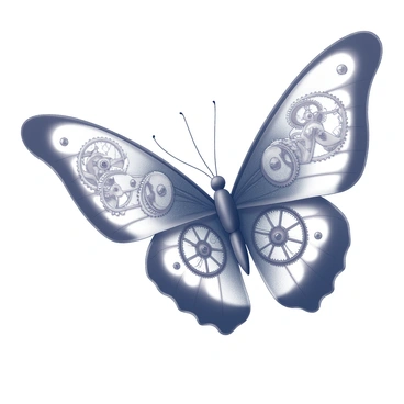 A butterfly with intricate clockwork patterns on its wings