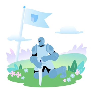 A knight kneeling in a meadow, reflecting on their oath of honor